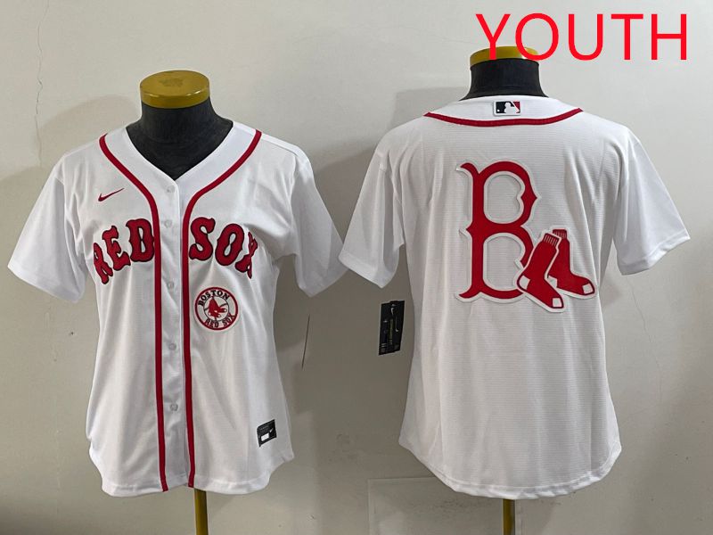 Youth 2025 Boston Red Sox Blank White Game Nike MLB Jersey style 8->women mlb jersey->Women Jersey